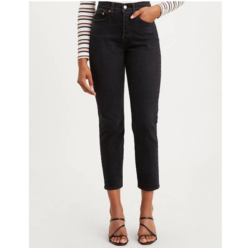 NEW Levi's Premium Wedgie Jeans Womens Size 32 Wild Bunch Black Denim Button Fly